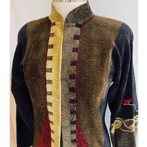 NWT Mina Norton Jacket Blazer Asian Inspired Chenille USA L - Picture 4 of 12